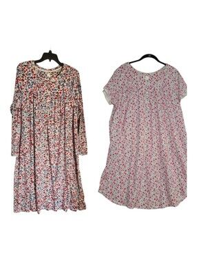 ​Aria Nightgown Bundle XL Floral Cotton Long Sleeve Sleepwear Lot of 2